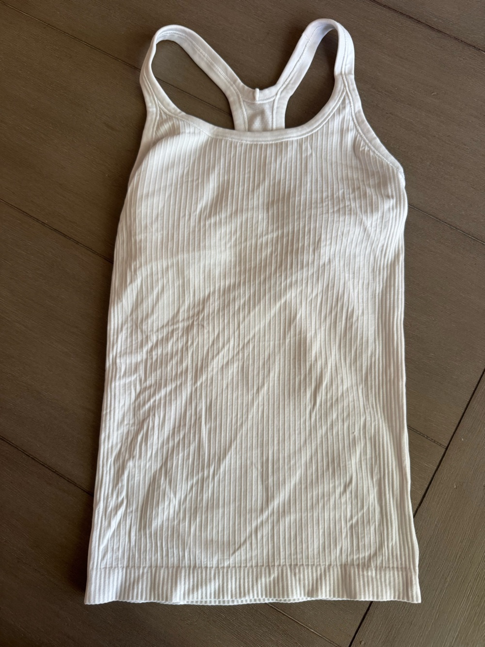 lululemon athletica White Ribbed Racerback Tank Top size 2